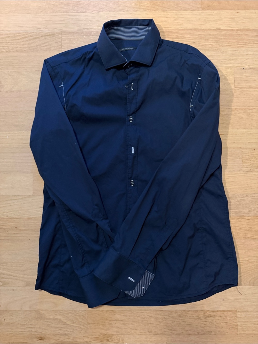 Slim-Fit Men's Dark Navy Long-Sleeve Dress Shirt